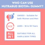 Nutrabud Biotin Hair Gummies For Women, Men | No Added Sugar | For Healthy Hair Growth, Skin Glow & Strong Nails | Strawberry Flavor Vegan Gummy Bear Supplement - 60 Count (Pack of 1) - Image 4