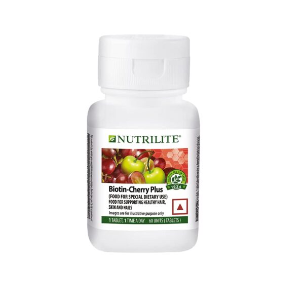 Nutrilite amway biotin cherry plus for skin hair and nails 60 Tablets (PACK OF 1)