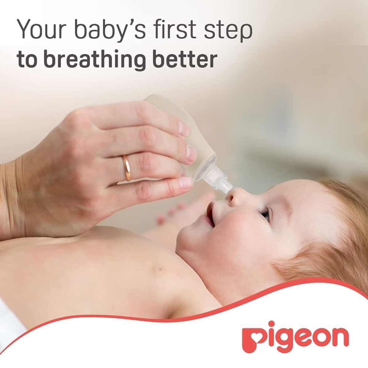 Pigeon Nose cleaner Aspirador Nasal,For 0+ Month Babies,BPA Free,Soft Silicone Nozzle,Squeezable Pump,Soft Safety Nozzle, White and Cream - Image 2