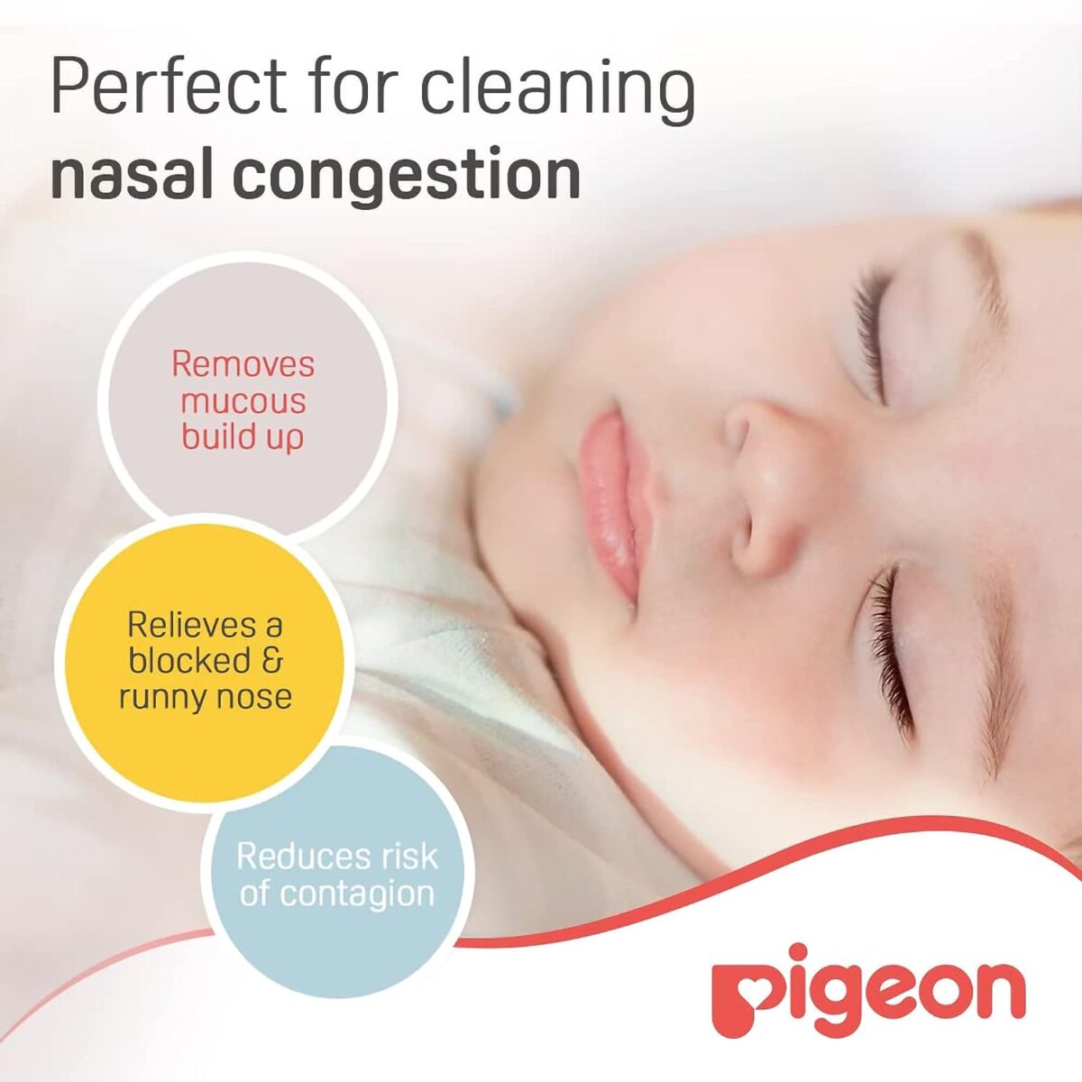 Pigeon Nose cleaner Aspirador Nasal,For 0+ Month Babies,BPA Free,Soft Silicone Nozzle,Squeezable Pump,Soft Safety Nozzle, White and Cream - Image 3