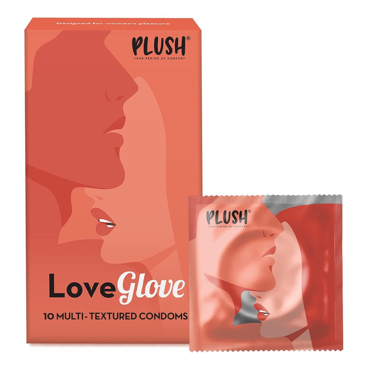 Plush LoveGlove 3 in 1 Multi Textured Condoms for Men, Unflavoured - 10 Count .1 Plush LoveGlove 3 in 1 Multi Textured Condoms for Men, Unflavoured - 10 Count | Made From Naturally Sourced Latex For Sensitive Skin | Designed For Comfortable Fit, No Benzocaine, Vegan - Image 1