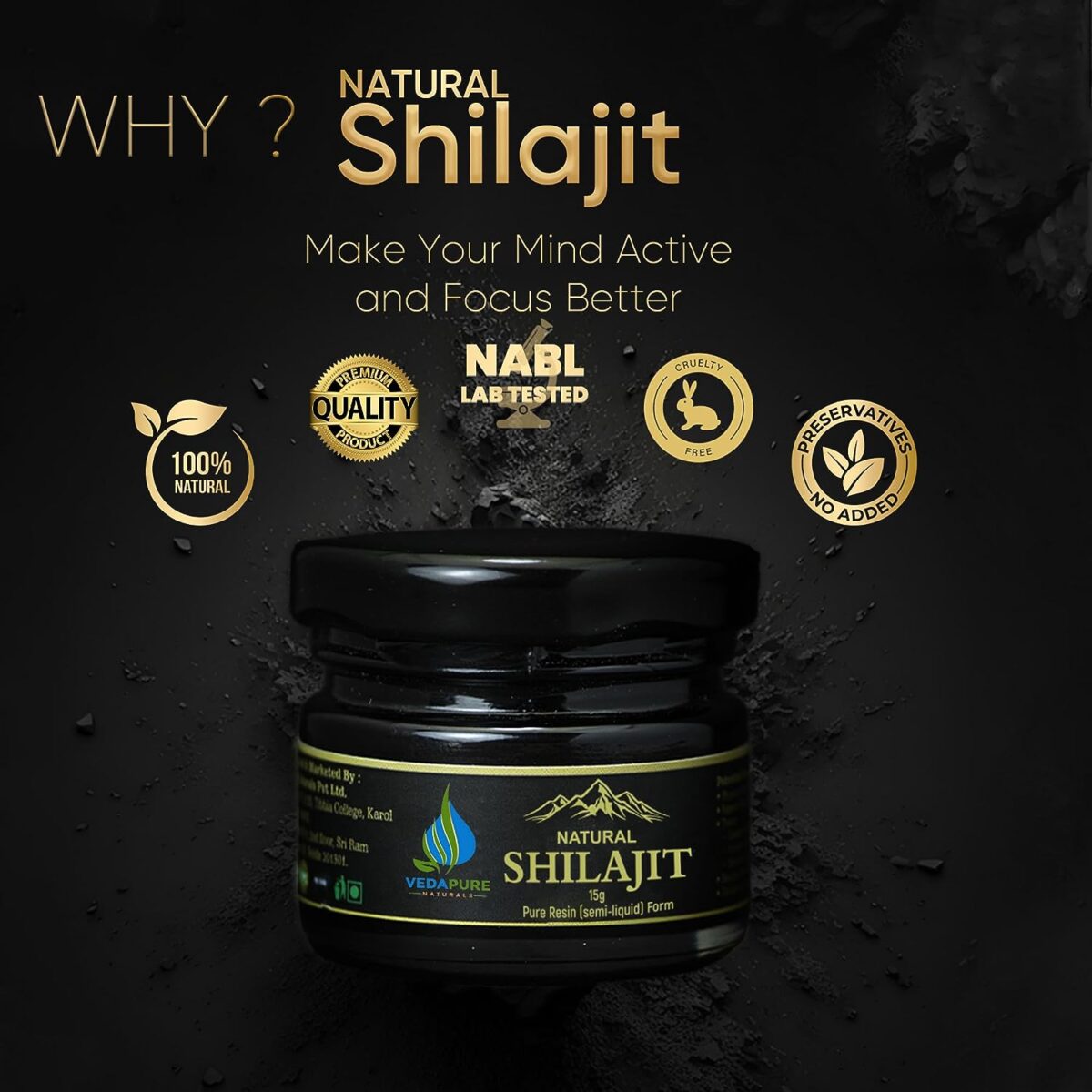 ROCK GOLD VEDAPURE Shilajit | shilajit original | silajit for Men & Women | shilajit resin for Strength & Endurance |- 15 Gram - Image 2
