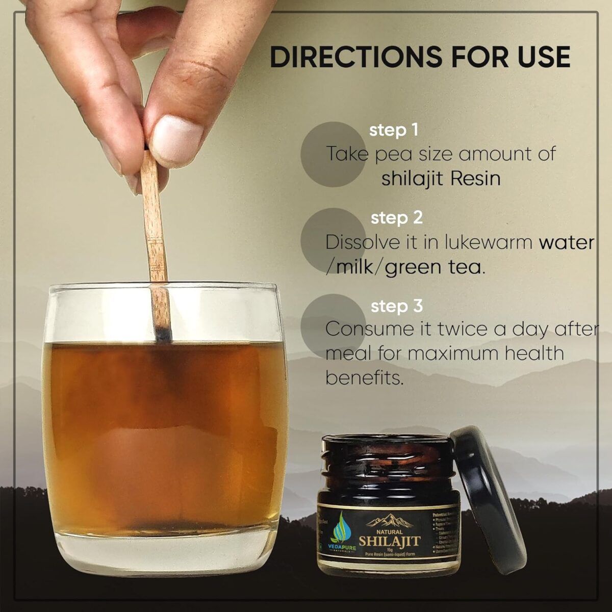 ROCK GOLD VEDAPURE Shilajit | shilajit original | silajit for Men & Women | shilajit resin for Strength & Endurance |- 15 Gram - Image 7