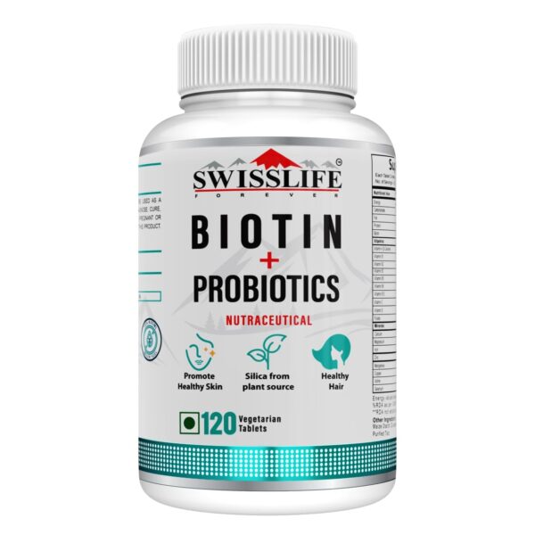 SWISSLIFE FOREVER Biotin with For Long & Thick Hair Growth, Glowing Skin & Longer Nails | For Men And Women - 120 Veg Tablets