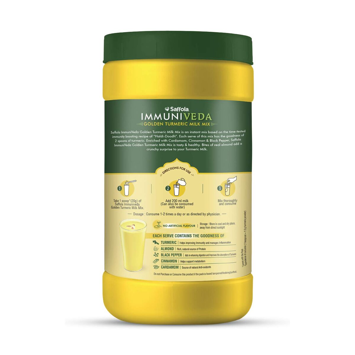 Saffola Immuniveda Golden Turmeric Milk Mix 400 g | Ayurvedic Immunity Booster Haldi Doodh | Healthy Drink for Kids & Adults - Image 6