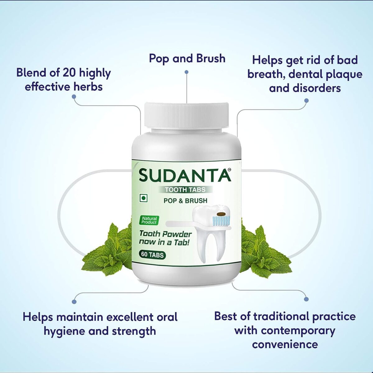 Sri Sri Tattva Ayurveda Sudanta Tooth (60 Tablets) Tooth Powder in Tab - Image 4