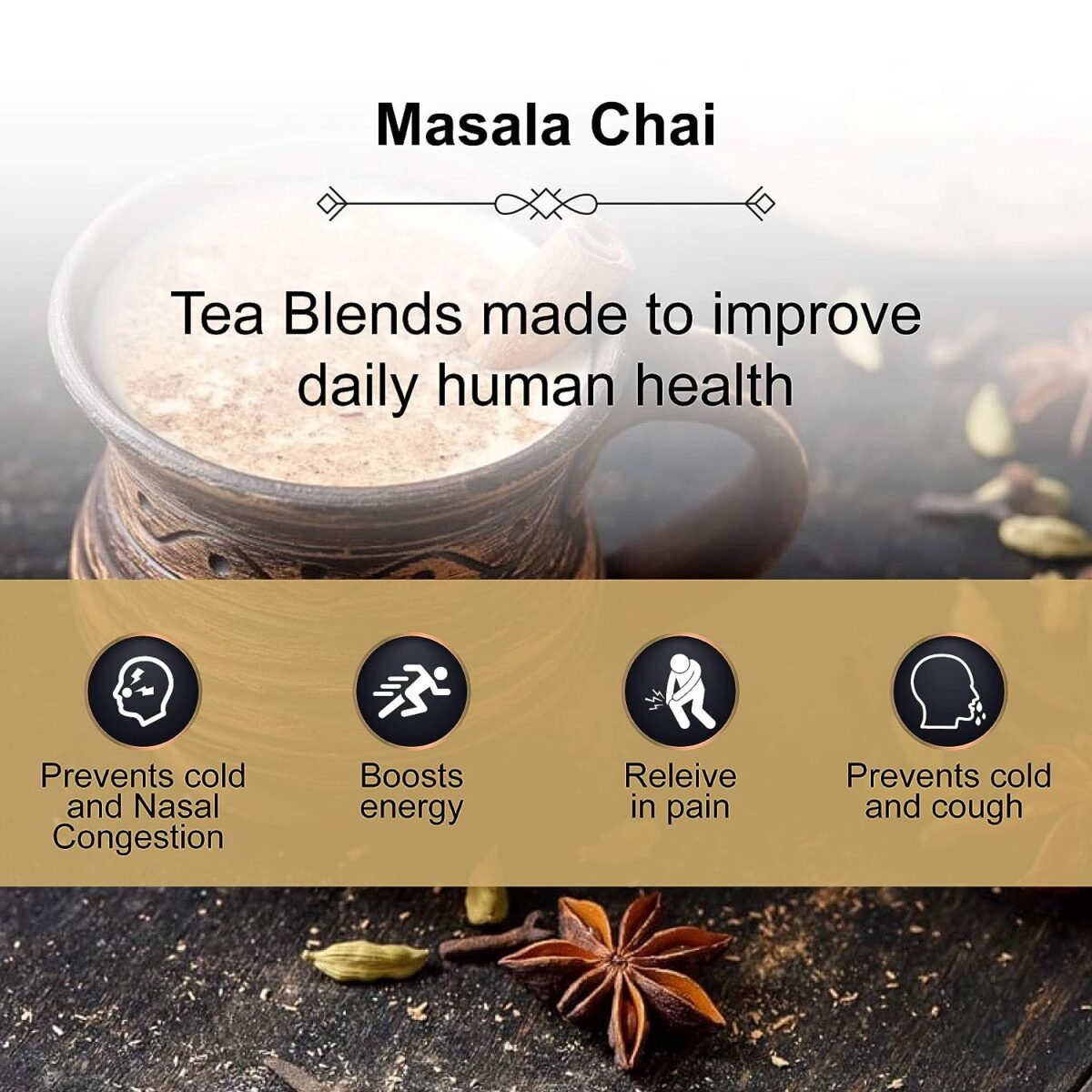 The Tea Heaven | Tea Gift - Masala Chai Whole Leaf Tea 150 Grams 50 Cups | Ginger Cardamom Cinnamon Cloves Star Anise Black Pepper | Double Lid Moisture Proof Container (150 Grams, Black Moisture Proof Container) - Image 2