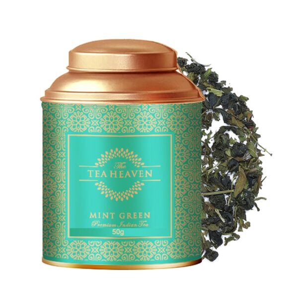 The Tea Heaven | Tea Gift - Mint Green Tea| Tea Gift Pack-Treats Stomach discomfort-100% Natural Ingredients- 100 Grams(50 Cups)