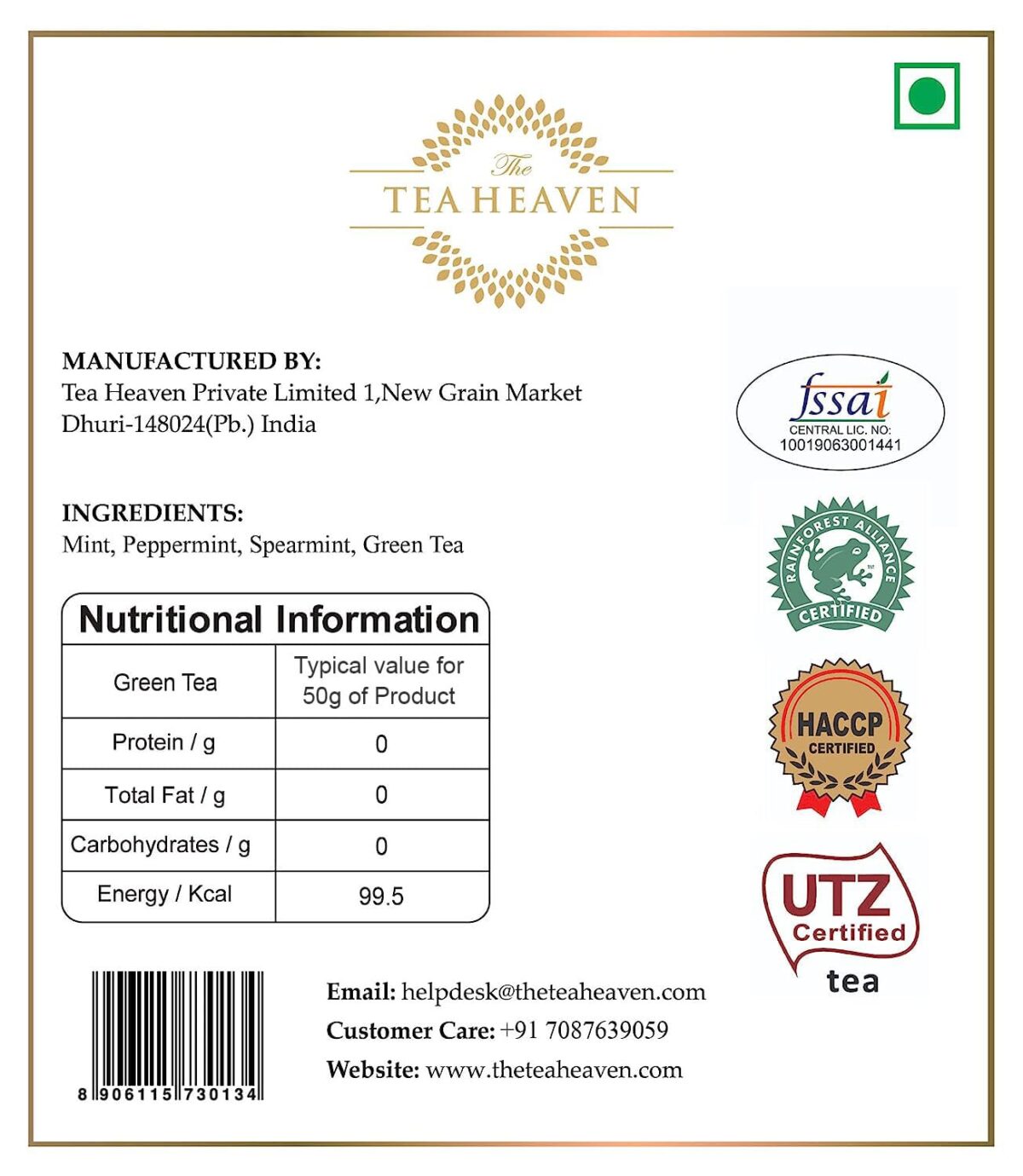 The Tea Heaven | Tea Gift - Mint Green Tea| Tea Gift Pack-Treats Stomach discomfort-100% Natural Ingredients- 100 Grams(50 Cups) - Image 6