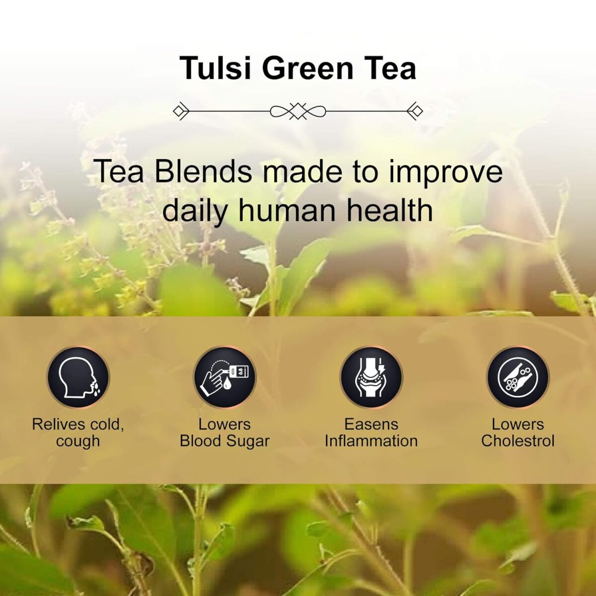 The Tea Heaven | Tea Gift - Tulsi Green Tea | Tea Gift Pack- Heals Body and Reduces Stress-100% Natural Ingredients- 100 Grams (50 Cups) - Image 3