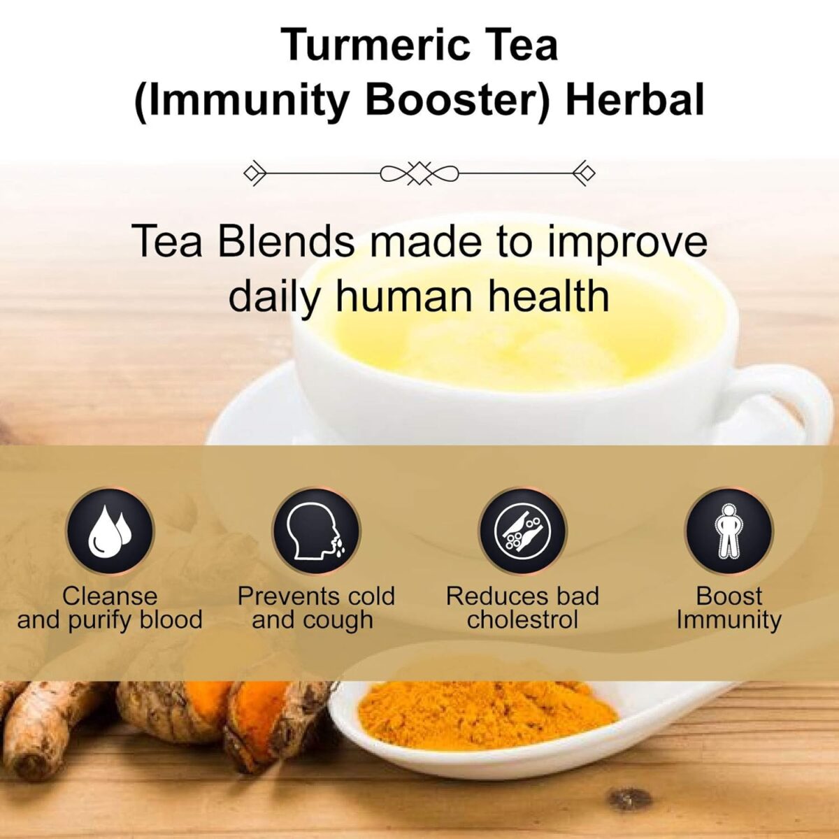 The Tea Heaven | Tea Gift - Turmeric Herbal Tea(Wellness Tea)-Immunity Booster-100% Organic Ingredients- 100 Grams(50 Cups) - Image 3