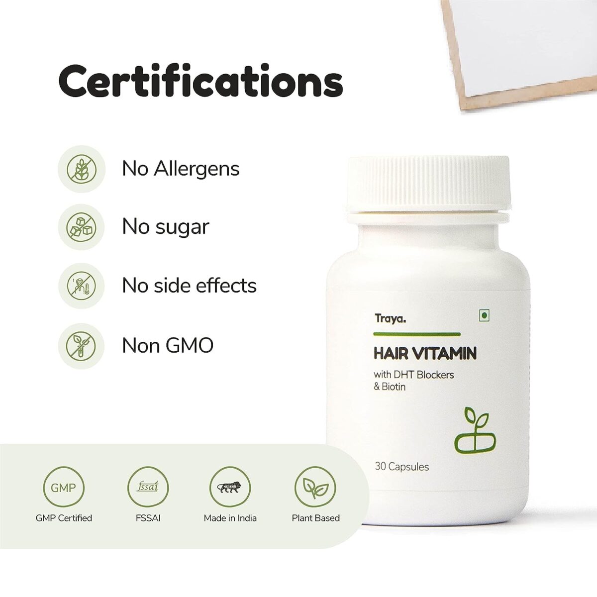 Traya Hair Vitamins Capsules, Natural DHT Blocker & Biotin Capsules for Hair Growth, Hair Fall Control, Contains 12 mcg Biotin, Vitamin, Iron, Omega 3 & Bhringraj (30 Multivitamins for Hair) - Image 4