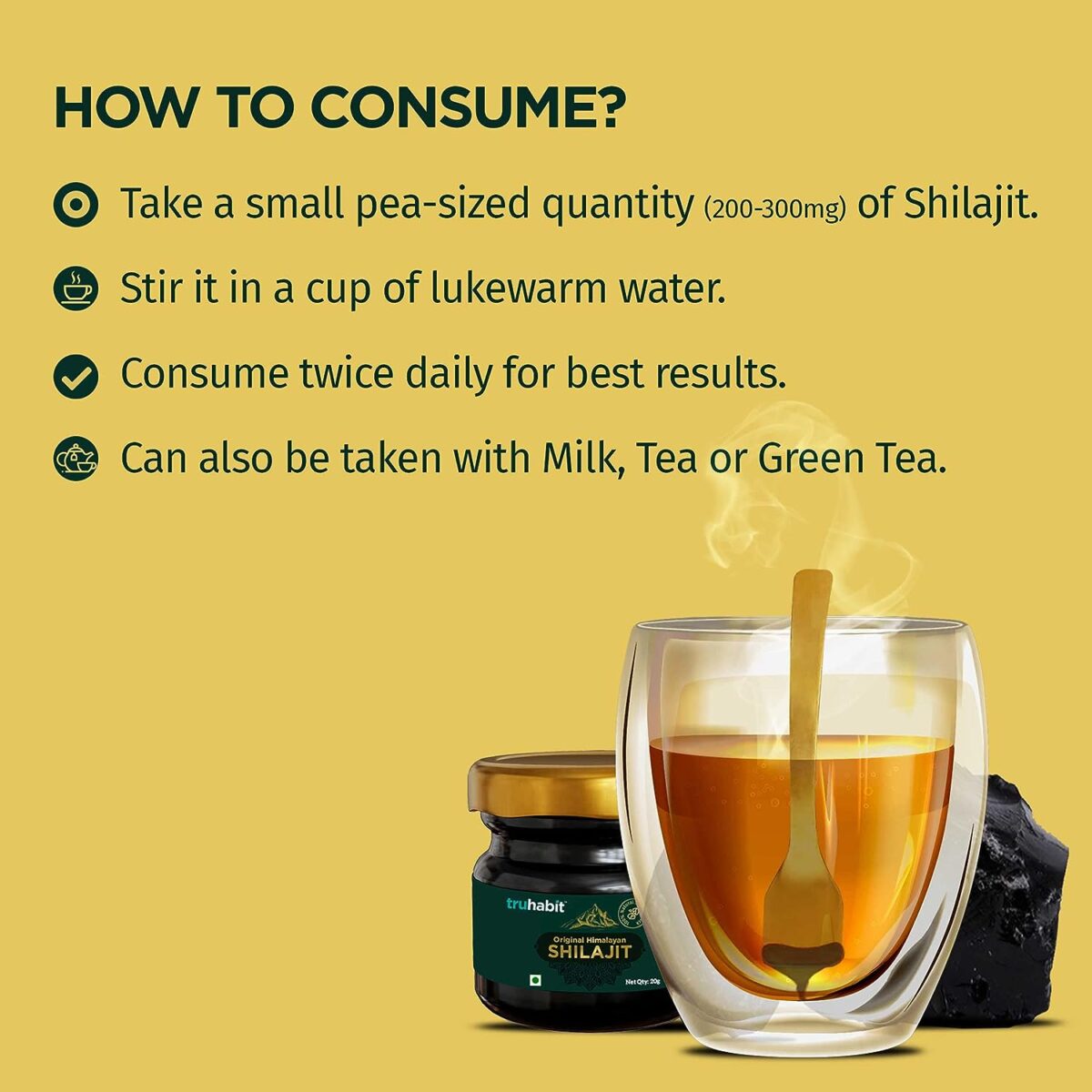 TruHabit Original Himalayan Shilajit, Shilajeet Original, Silajit for Man/Woman (20g), Shilajit Original Resin, Silajit Original Himalayan Natural Stamina Booster for Men, Lab-Tested Shilajit Resin - Image 2