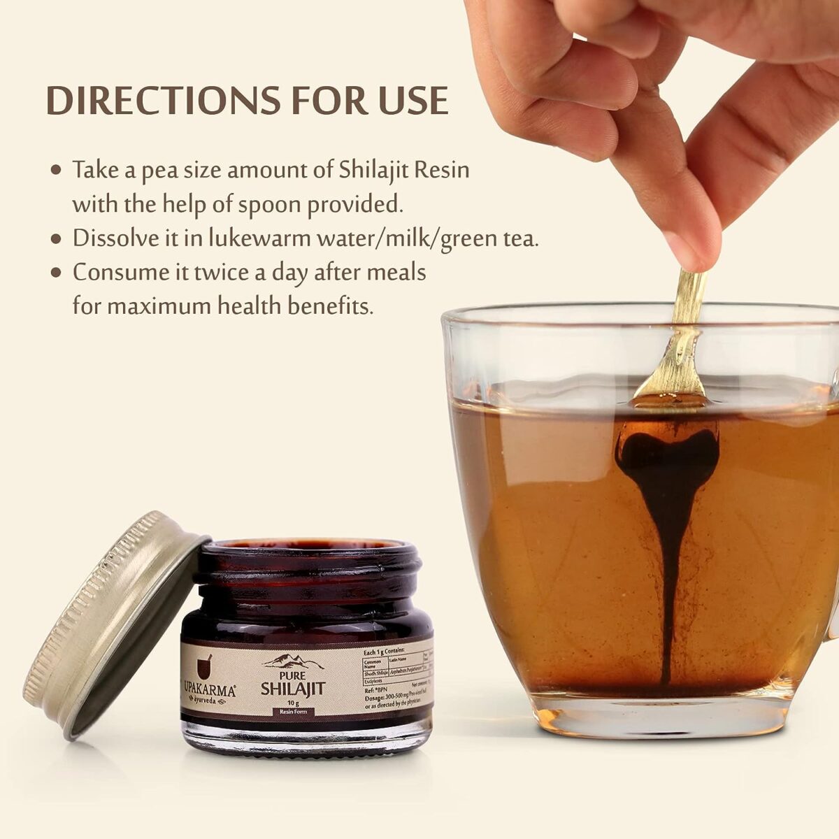 UPAKARMA Ayurveda 100% Ayurvedic, Original and Pure Shilajit/Shilajeet Resin Form to Boost Performance, Power, Stamina, Endurance, Strength and Overall Wellbeing For Men and Women - 10g - Image 5