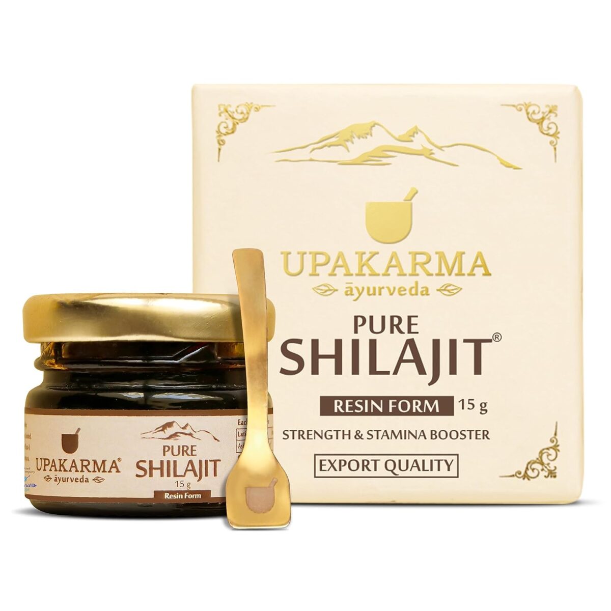 UPAKARMA Ayurveda 100% Ayurvedic, Original and Pure Shilajit/Shilajeet Resin Form to Boost Performance, Power, Stamina, Endurance, Strength and Overall Wellbeing For Men and Women - 15g - Image 1