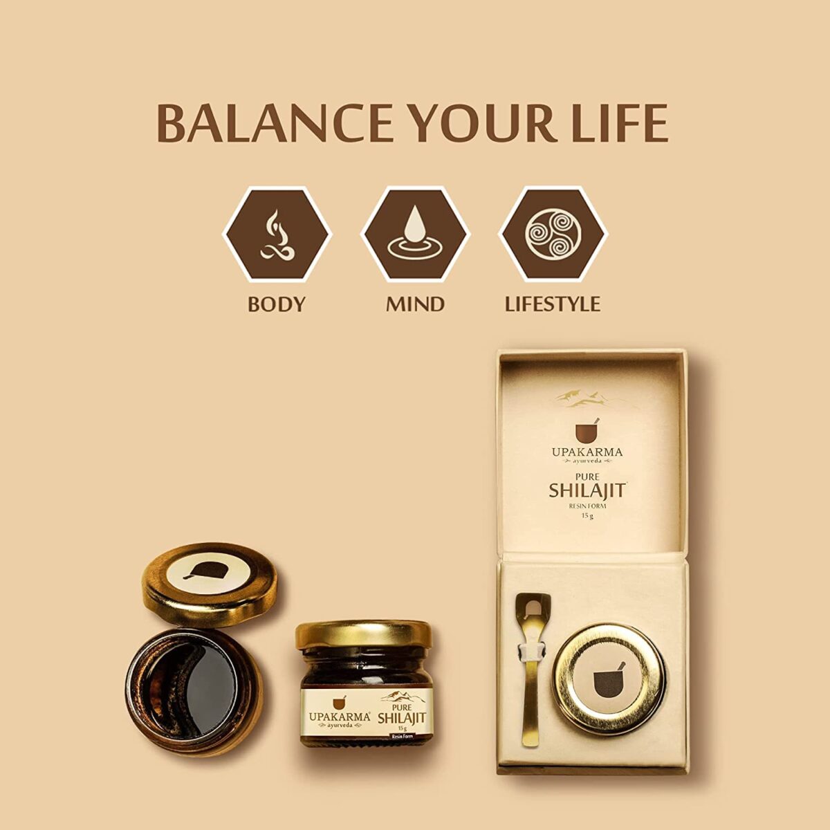 UPAKARMA Ayurveda 100% Ayurvedic, Original and Pure Shilajit/Shilajeet Resin Form to Boost Performance, Power, Stamina, Endurance, Strength and Overall Wellbeing For Men and Women - 15g - Image 6