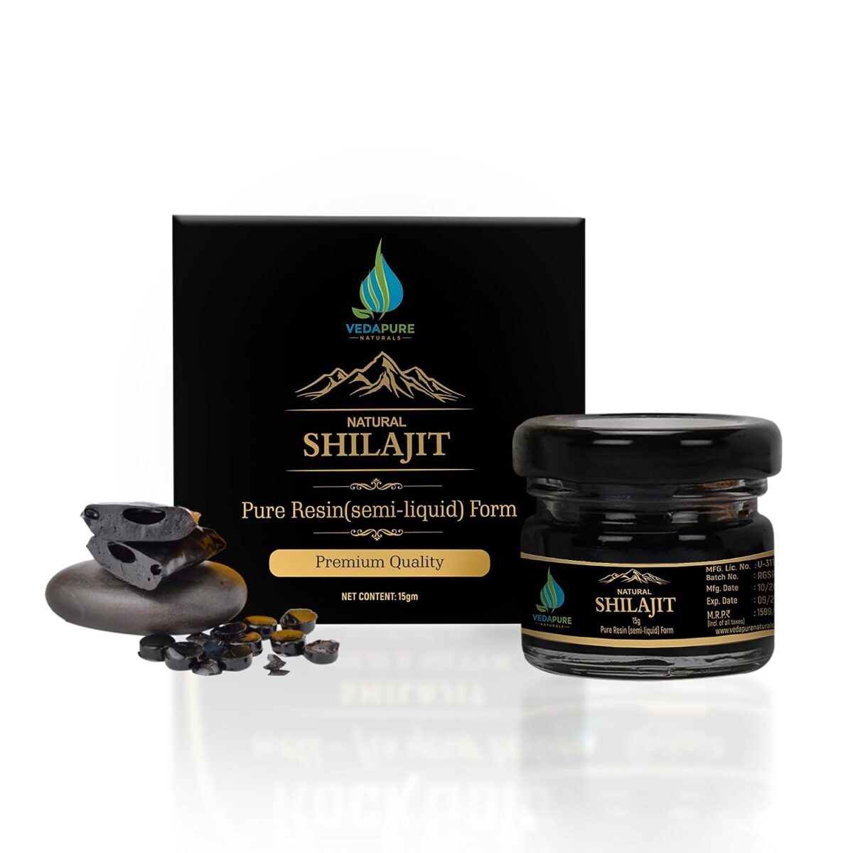 VEDAPURE Natural Shilajit Resin -15 Gm | Support Metabolism & Build Immunity | Boost Stamina & Energy |100% Pure shilajit | shilajit for Men & Women | Lab Tested Shilajit - Image 1