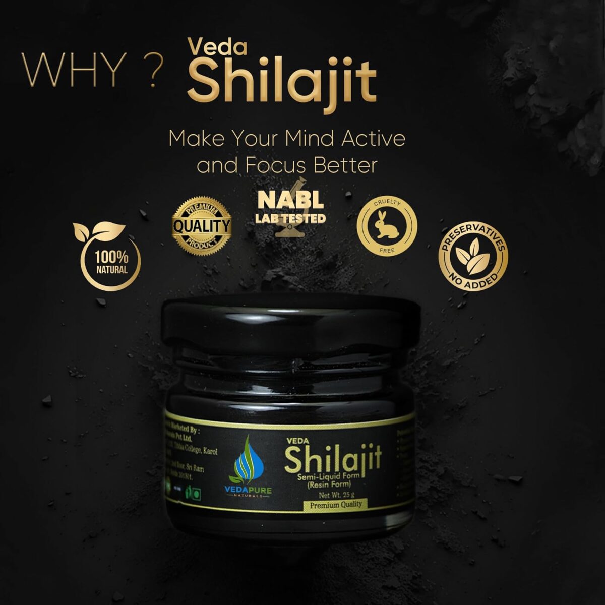VEDAPURE shilajit | shilajit original | silajit for Men & Women | shilajit resin for Strength & Endurance | Lab Tested Shilajit Resin- 25 Gram - Image 4