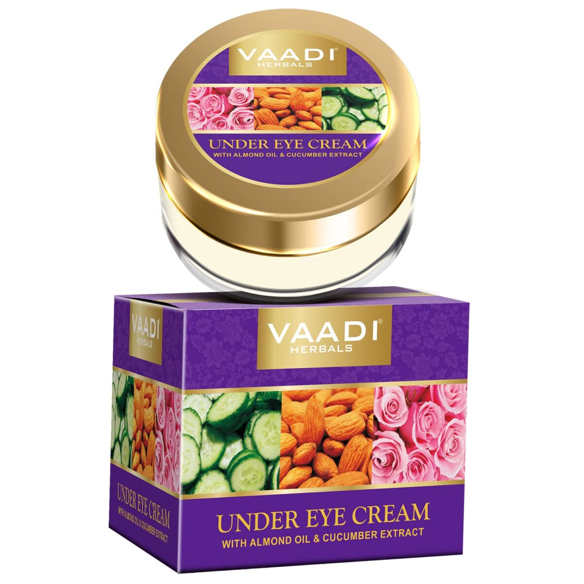 Vaadi Herbals Under Eye Cream, Almond Oil and Cucumber Extract, 30g x 2 - Image 1