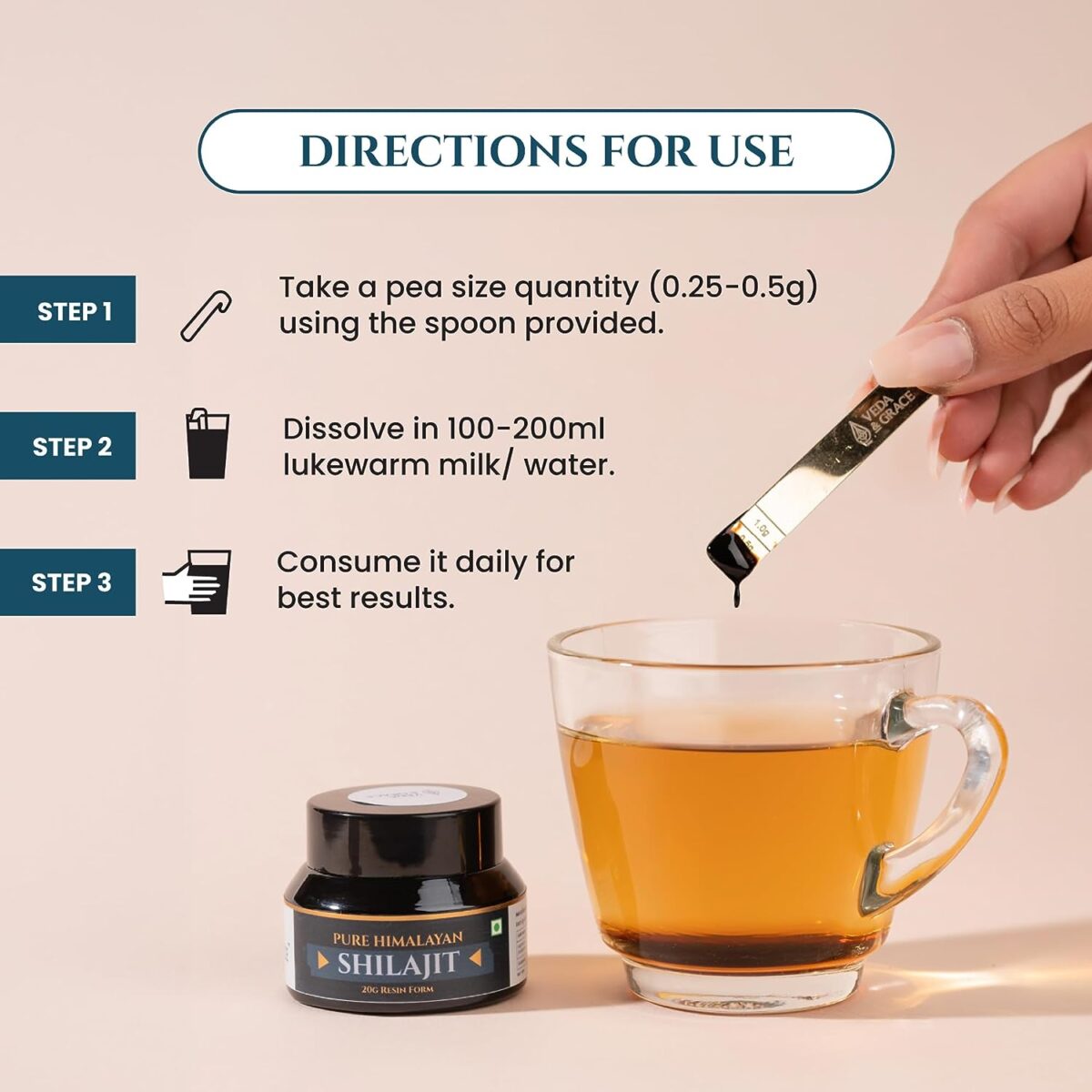 Veda & Grace Himalayan Shilajit/Shilajeet Resin Form - 20G | 100% Pure and Natural Shilajit/Shilajeet Resin | Performance Booster For Endurance and Workout | Contains Lab Report - Image 3