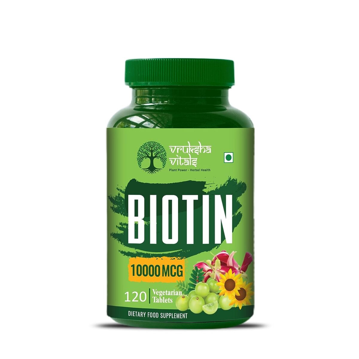 Vruksha Vitals Biotin 10000 mcg per tablet (from Sesbania Grandiflora) tablets - Biotin 10000mcg for Hair Growth, Nails and Skin - Image 2
