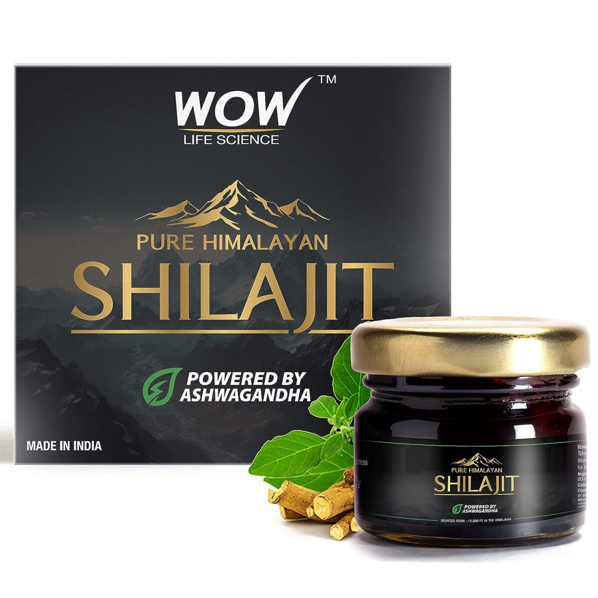 WOW Life Science Pure Himalayan Shilajit Shilajeet Resin Powered by Ashwagandha - 20g 1 WOW Life Science Pure Himalayan Shilajit/Shilajeet Resin Powered by Ashwagandha - 20g | Guaranteed 75%+ Fulvic Acid | Enhance Strength, Stamina & Immunity | Contains Lab Certificate | 100% Ayurvedic - Image 1