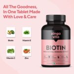 Zingavita Advanced Biotin Tablets | Boosts Keratin Production, Reduce Hair Fall and Promote Hair Growth with Natural Sesbania Agati Leaf Extract & Hair Vitamins (Biotin, Vitamin C, Vitamin E & Zinc) for Healthy Hair, Skin & Nails For Both Men & Women (60 Tablets) - Image 7