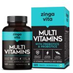 Zingavita Multivitamin Tablets with Probiotics & Prebiotics (120 Count)|With 43 Vitamins & Minerals|Supplement with Vitamin B12, C, D, E, Zinc & Biotin |Vegetarian Multivitamin Tablet for Men & Women