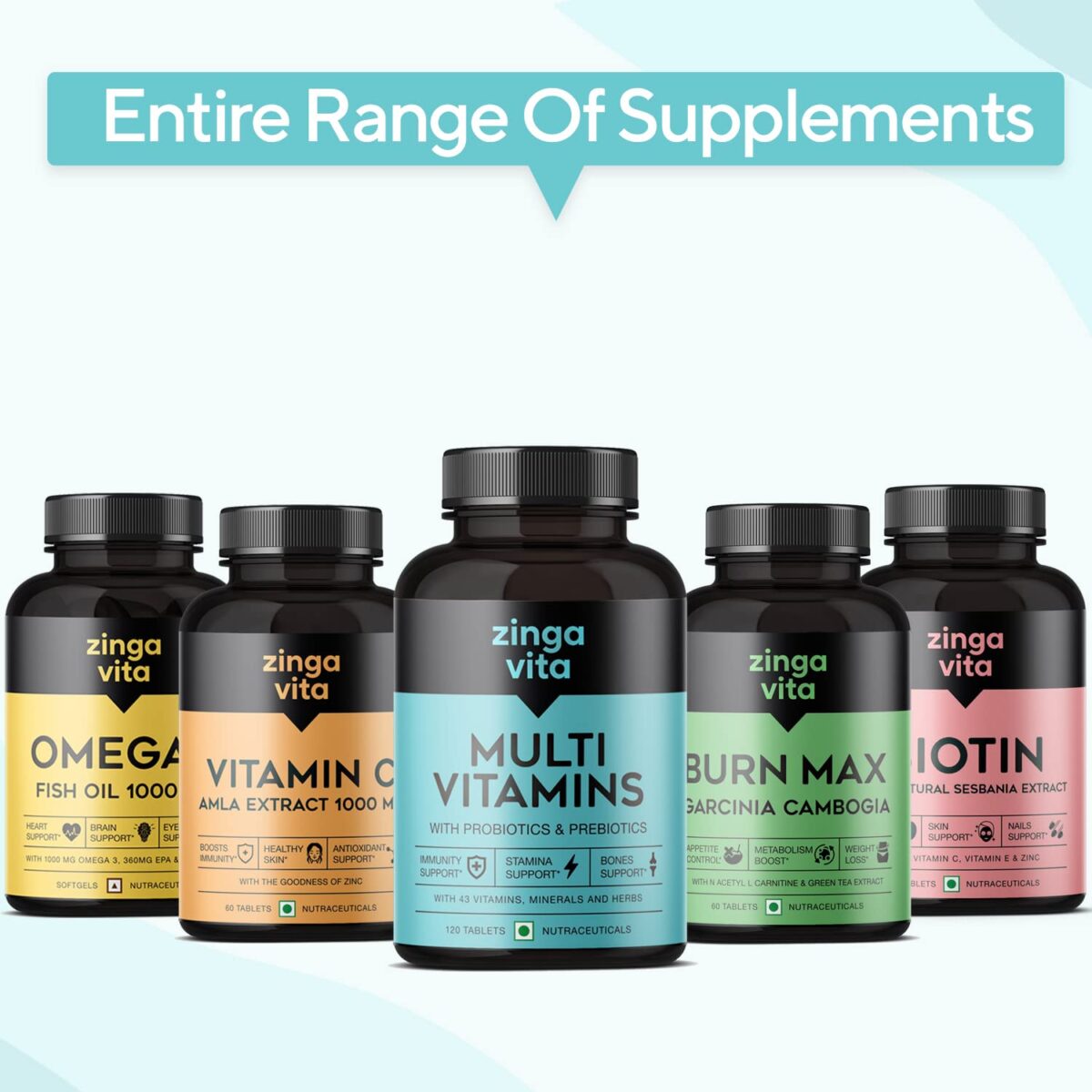 Zingavita Multivitamin Tablets with Probiotics & Prebiotics (120 Count)|With 43 Vitamins & Minerals|Supplement with Vitamin B12, C, D, E, Zinc & Biotin |Vegetarian Multivitamin Tablet for Men & Women - Image 8