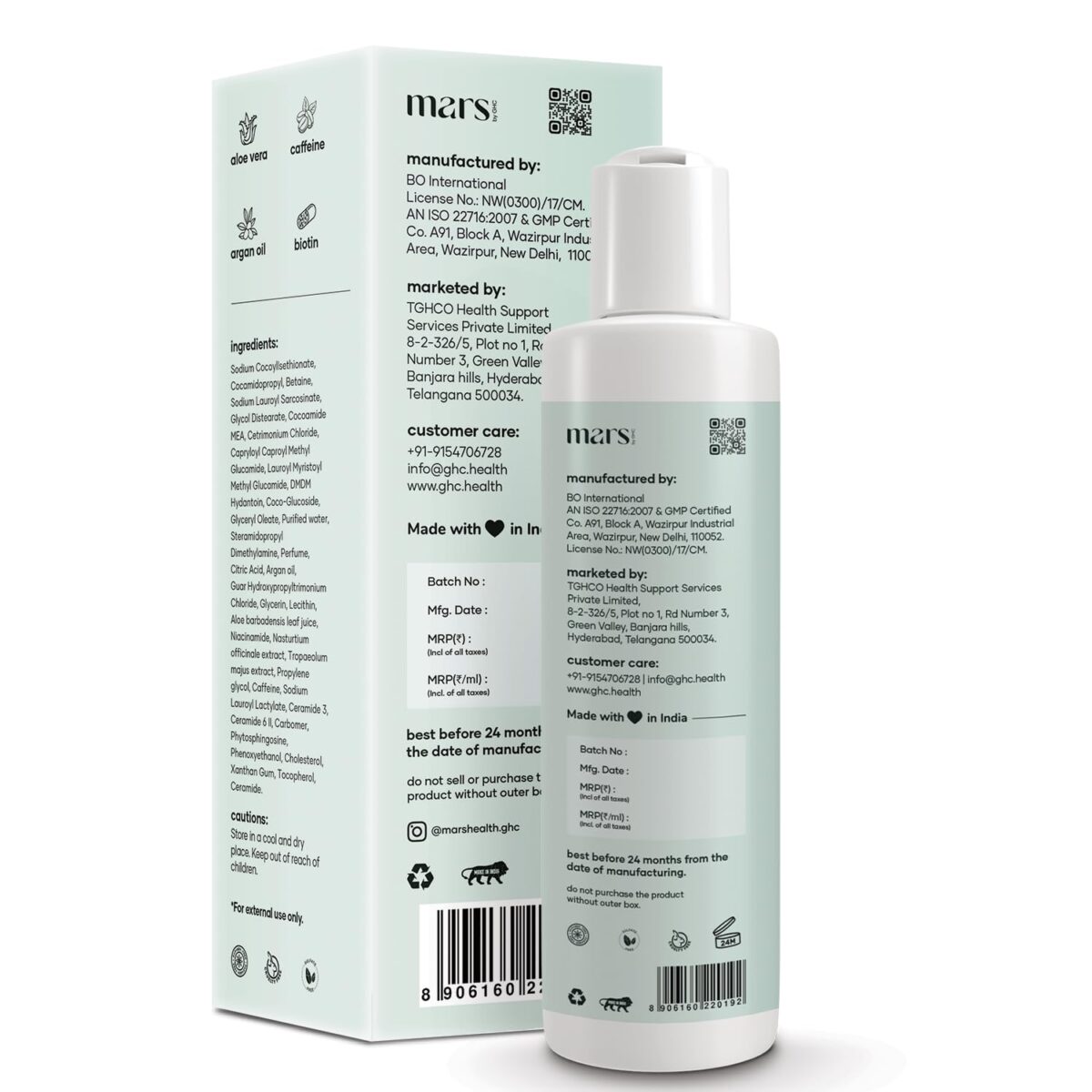 mars by GHC Anti Hair Fall Hair Shampoo, Prevents Hairfall & Promotes Stronger Hair Growth, Powered With Aloe Vera, Argan Oil & Caffeine | Paraben, SLS & Sulphate Free (200 ml - Image 9