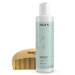 mars by GHC Beard Oil Combo, Beard Oil (200 ml), Beard Comb, Promotes Beard Growth, Neem Wooden Comb For Perfect Beard Shape and Styling | Paraben, SLS & Sulphate Free (Set of 2)