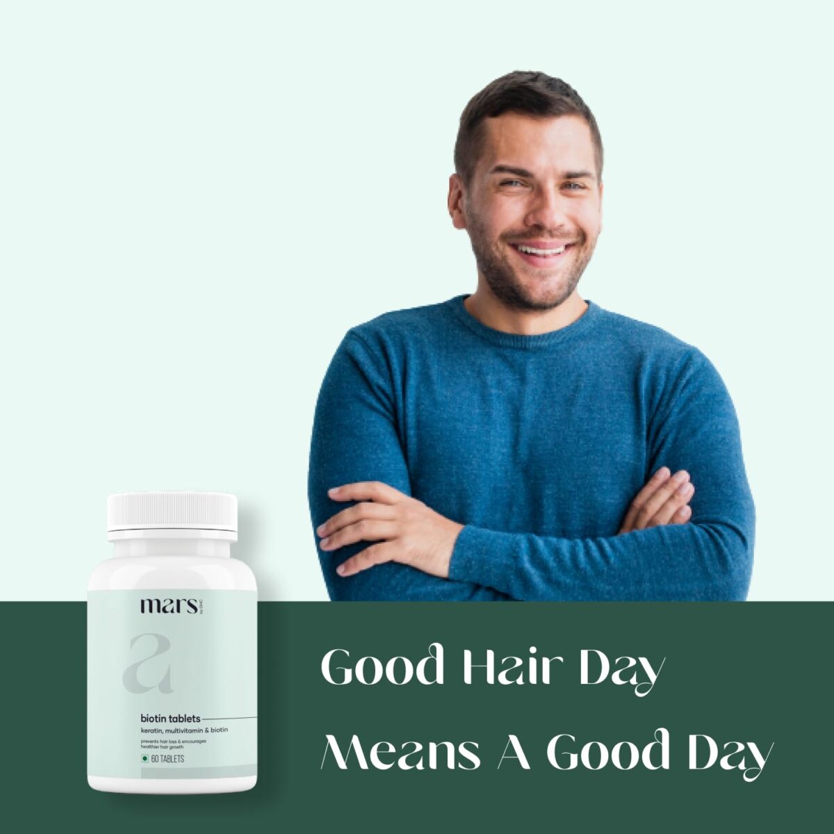"mars by GHC Hair Biotin - 100% Vegan, 60 Tablets (Pack of 1) | Promotes Healthy & Strong Hair Growth, Powered With Keratin, Amino Acids, Grape Seed Extract & Other Natural Supplements " - Image 5
