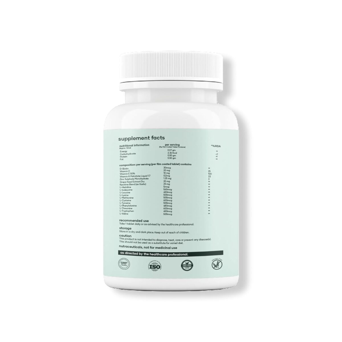 "mars by GHC Hair Biotin - 100% Vegan, 60 Tablets (Pack of 1) | Promotes Healthy & Strong Hair Growth, Powered With Keratin, Amino Acids, Grape Seed Extract & Other Natural Supplements " - Image 7