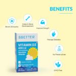 BBETTER Vitamin D3 Supplement for Immunity, Healthy Bones & Strong Muscles - 60 softgels of Vitamin D (Cholecalciferol) with the recommended daily dosage of 400IU - Image 6