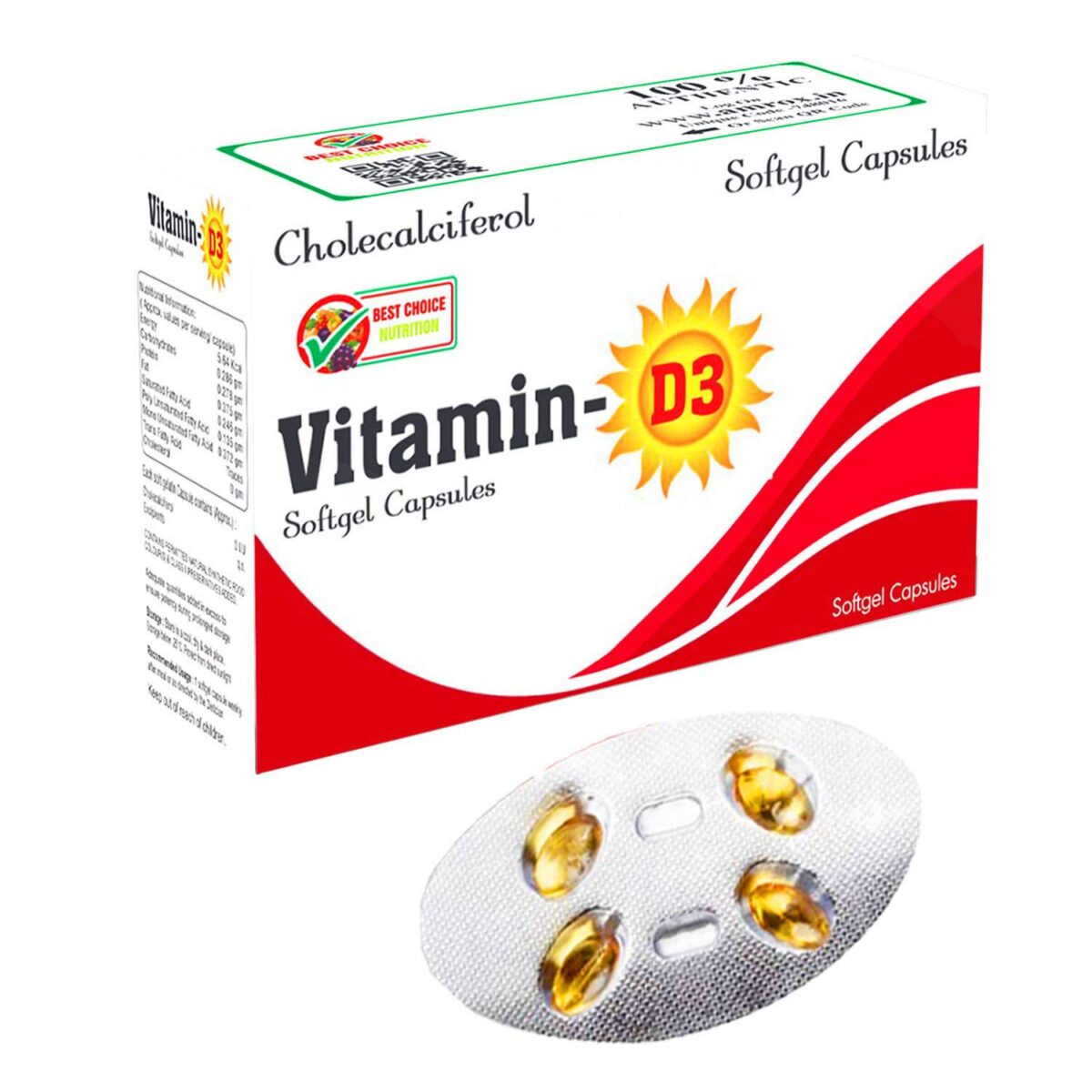 Best Choice Nutrition vitamin D3 (Vitamin D3-Cholecalciferol) One-A-Week For Strong Bones, Muscles, Immune System - Image 1