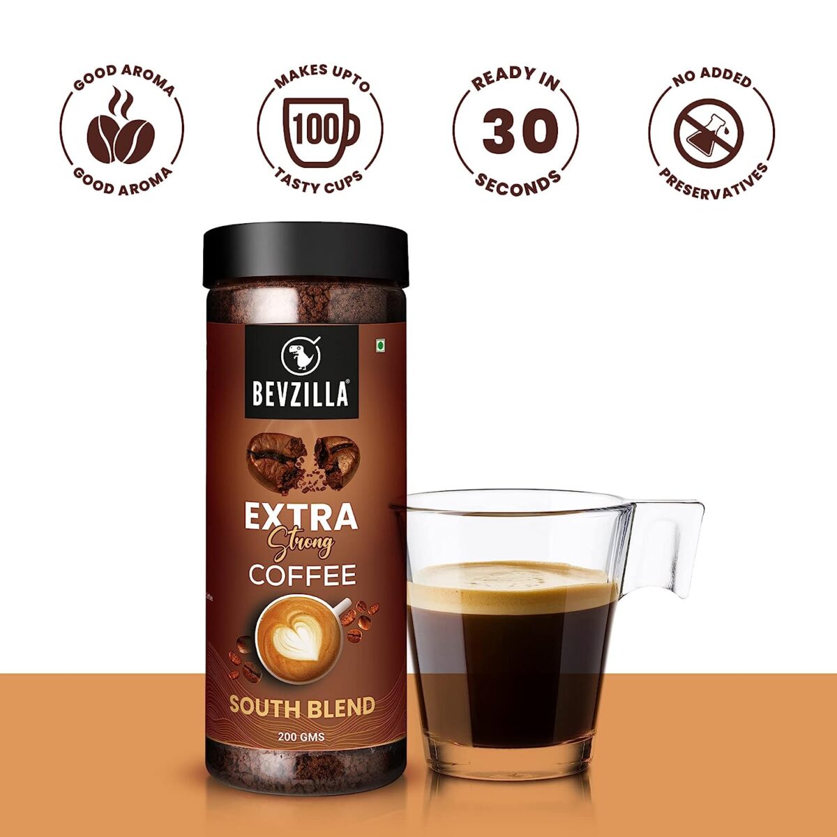 Bevzilla 200 Grams Xtra South Blend Instant Coffee Powder |Premium Taste| Dark Roast| Strong Coffee| Filter Coffee| Ground Coffee| Chicory & Coffee - Image 3