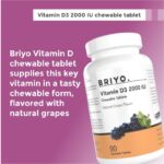 Briyosis Vitamin D3 2000 IU D3-90 Chewable Tablets Promotes Calcium Absorption, Bone Health, Muscle Strength & Immunity(natural grape flavor(90 Tablets)) - Image 6