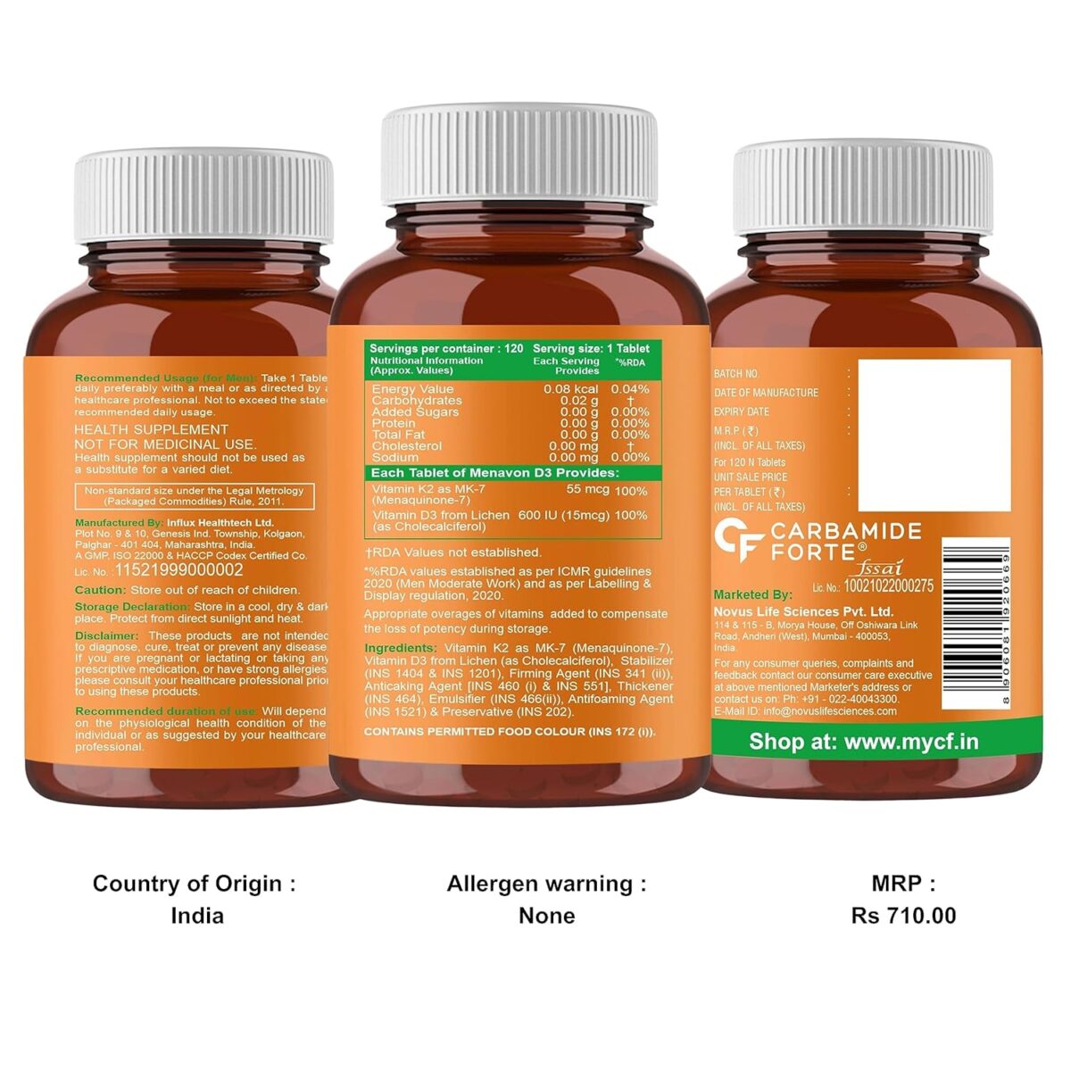 Carbamide Forte Vitamin D3 K2 MK7 | Plant Based Veg Vitamin D3 Supplement Lichen Source with Vitamin K2 MK7 Menaquinone - 120 Veg Tablets - Image 10