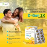 Genone DGen 2k Vitamin D3 Capsules for Strong Bones and Immunity (60 Capsules) - Image 2