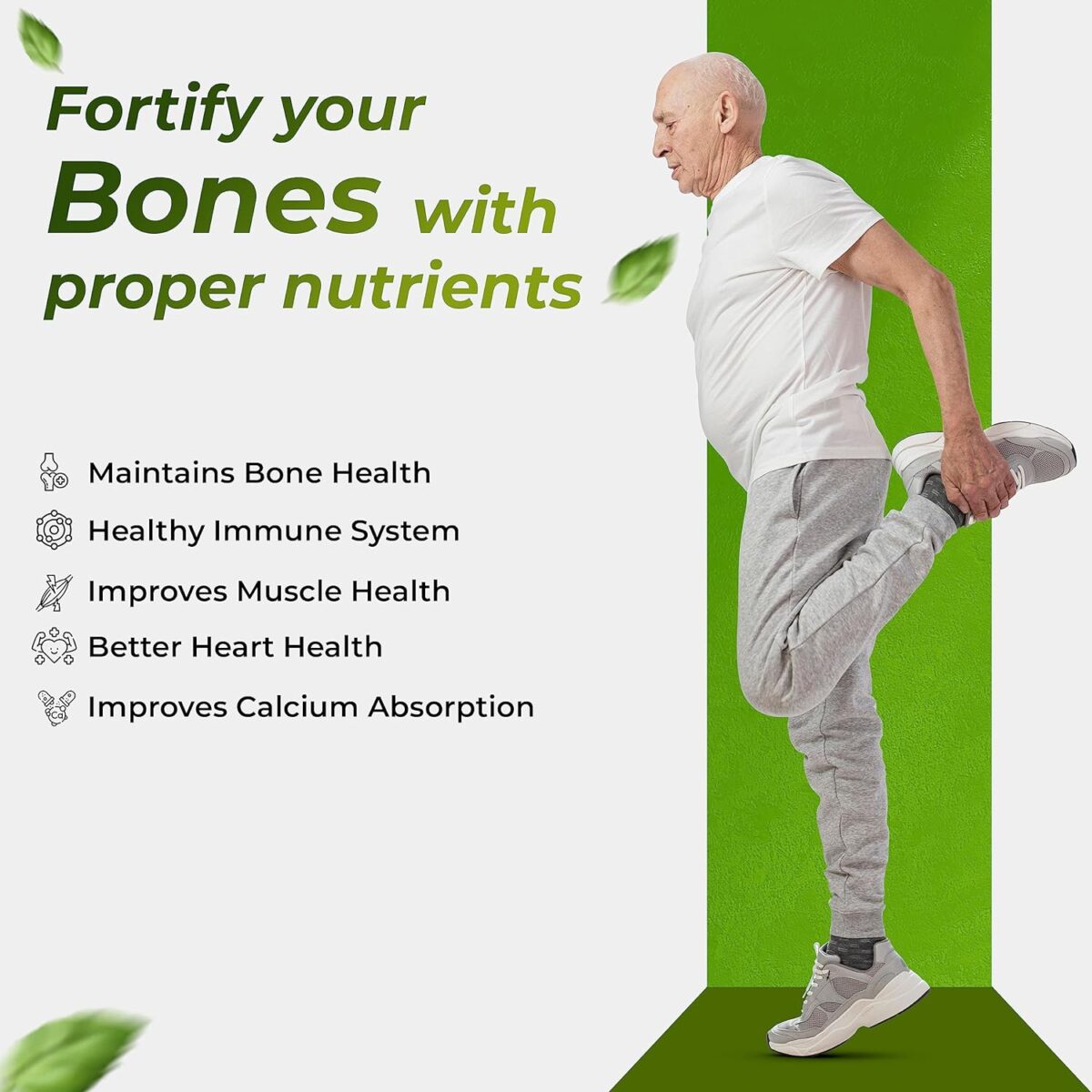 Health Veda Organics Vitamin D3 (400 IU) + Vitamin K2 as MK7 Supplement (55mcg) | 60 Veg Tablets | Supports Healthy Bones, Boosts Immune System & Joint Health | For Men & Women - Image 3