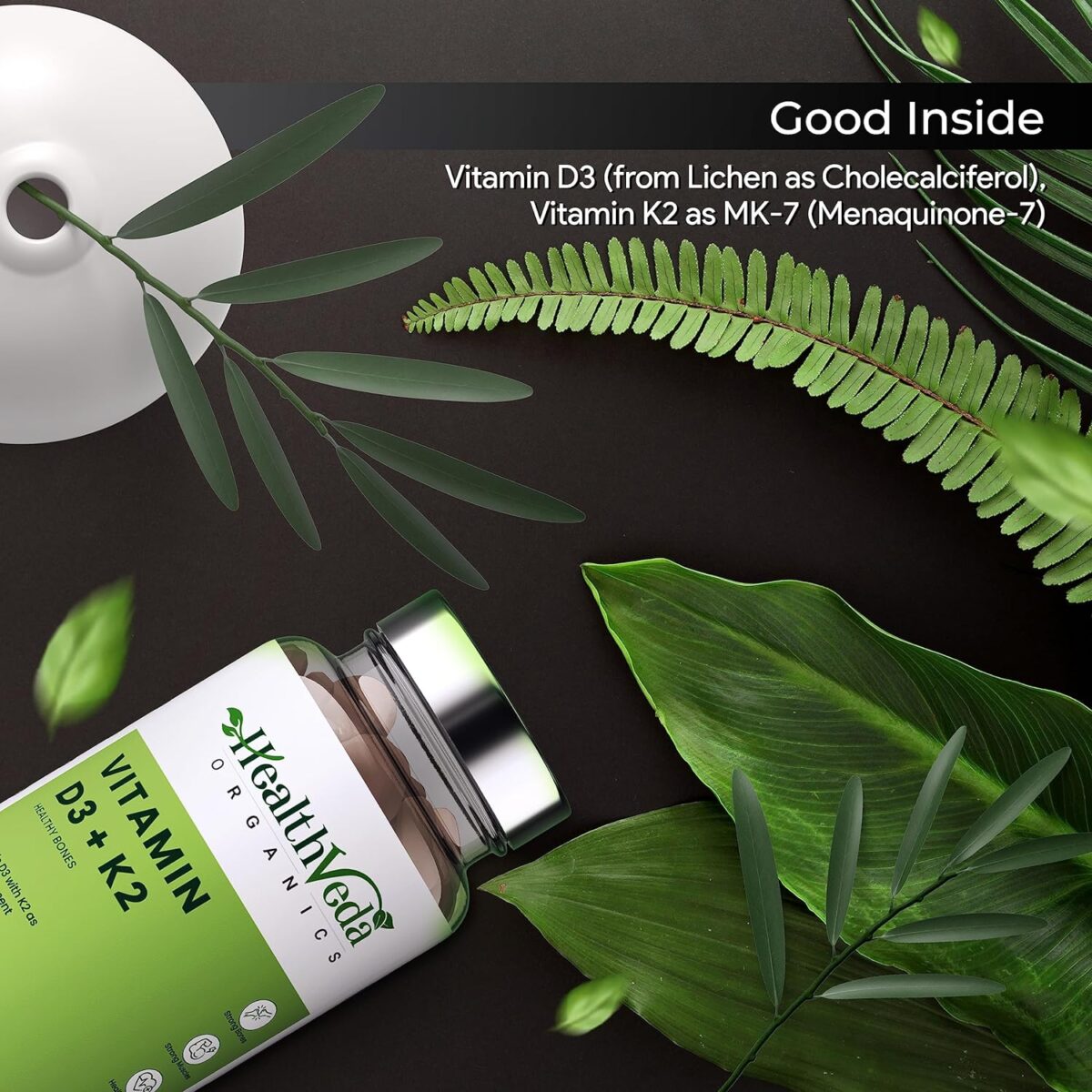 Health Veda Organics Vitamin D3 (400 IU) + Vitamin K2 as MK7 Supplement (55mcg) | 60 Veg Tablets | Supports Healthy Bones, Boosts Immune System & Joint Health | For Men & Women - Image 6