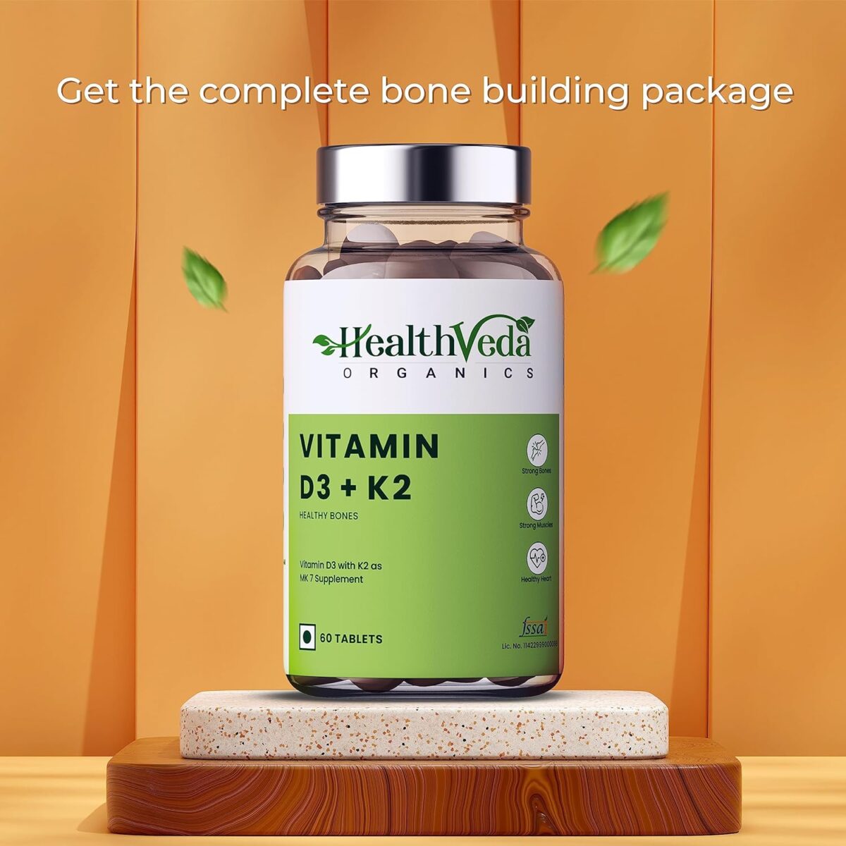 Health Veda Organics Vitamin D3 (400 IU) + Vitamin K2 as MK7 Supplement (55mcg) | 60 Veg Tablets | Supports Healthy Bones, Boosts Immune System & Joint Health | For Men & Women - Image 7