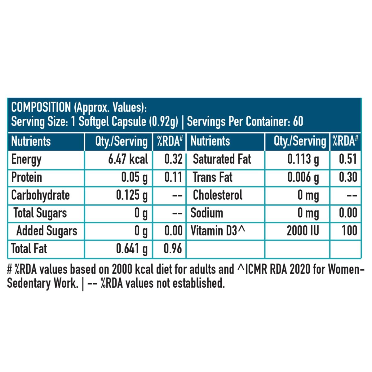 HealthKart HK Vitals Vitamin D3 (2000 IU), with Sunflower Oil, Promotes Calcium Absorption, Bone Health, Muscle Strength & Immunity, 60 Vitamin D Capsules - Image 3