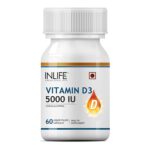 INLIFE Vitamin D3 Cholecalciferol Supplement with Coconut Oil for Better Absorption, For Men & Women, Immunity, Bone Health, Muscles - 60 Capsules