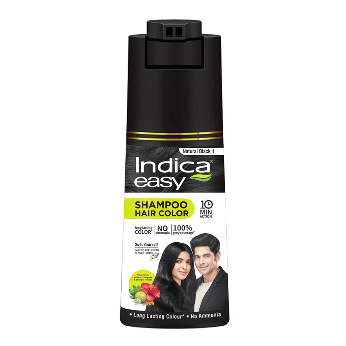 Indica Easy Do-It-Yourself Hair Color Shampoo Pump Pack with 5 Herbal Extracts and 100% Ammonia Free, Long Lasting Formula, 180 ML 6 Indica Easy Do-It-Yourself Hair Color Shampoo Pump Pack with 5 Herbal Extracts and 100% Ammonia Free, Long Lasting Formula, 180 ML - Natural Black Colour (Gloves Included) - Image 6