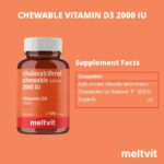 MELTVIT Chewable Vitamin D3 2000 IU - Cholecalciferol Vitamin D Supplement for Women & Men | Raspberry Flavour - 120 Tablets - Image 2