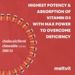 MELTVIT Chewable Vitamin D3 2000 IU - Cholecalciferol Vitamin D Supplement for Women & Men | Raspberry Flavour - 120 Tablets - Image 4