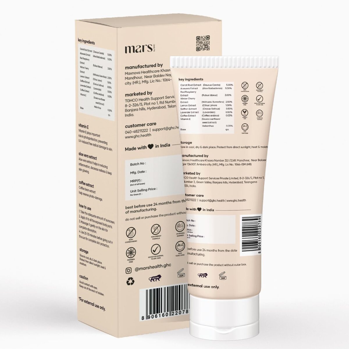 Mars by GHC Broad Spectrum UVA & UVB Protection Anti-Pollution Sunscreen Cream SPF 50, PA++, No white cast, SLS-Free, Paraben-Free, 100% Vegan - (50gm) - Image 8