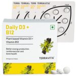 TERRAVITA Daily Vitamin D3 + Vitamin B12 Supplement | Plant based D3 & B12 Vitamin Tablets for better energy production, heart & bone health | In habit friendly weekly strips (28 tablets).