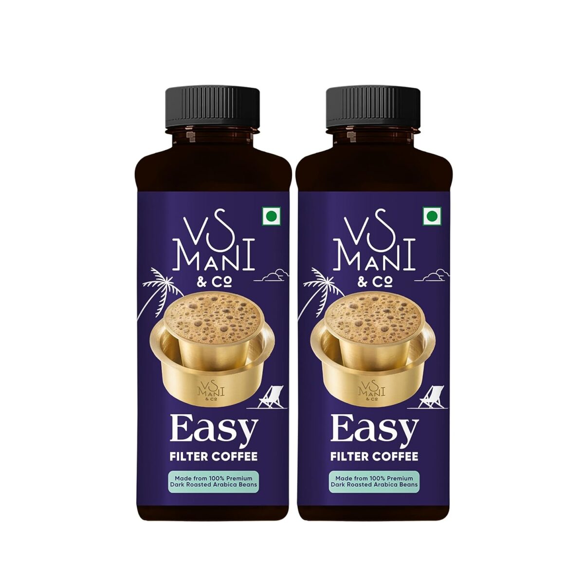 VS Mani & Co. Premium Filter Coffee Decoction 100% Coffee Strong and Aromatic Filter Coffee Premium Filter Coffee Decoction 100% Coffee Strong and Aromatic Filter Coffee | Authentic South Indian Flavour | Pack of 2 x 125ml | 250 ml - Image 1
